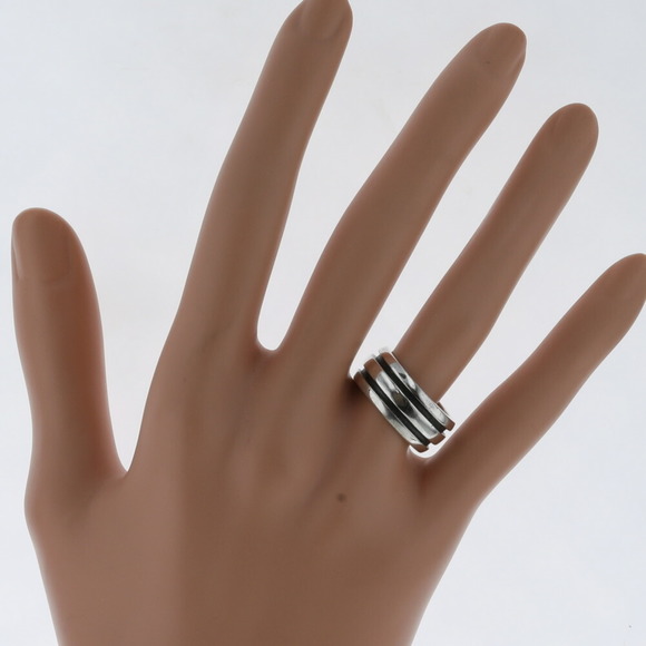 TIFFANY Ring Atlas Grooved Double Line Silver 925 Upper No. 11 Lower 13 Women's - Picture 4 of 4